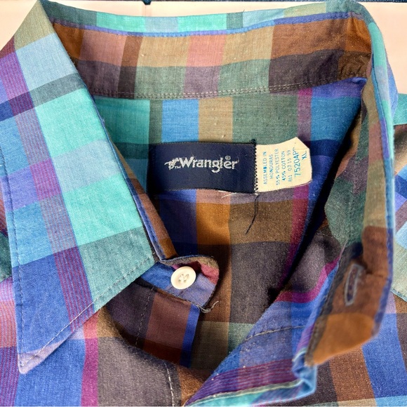 Vintage Wrangler Pearl Snap Button Down Short XL VTG - Picture 3 of 4